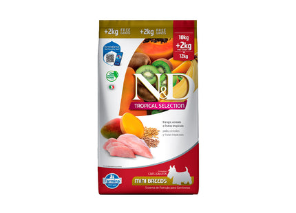 Ração N&D Tropical Selection Canine Adult Mini Frango 10+2 kg