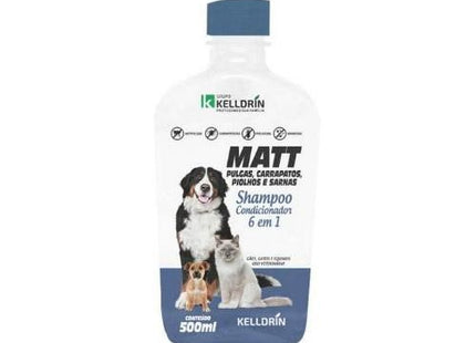 Shampoo Dermatológico Kelldrin Matt Pulgas 500ml para Cachorros