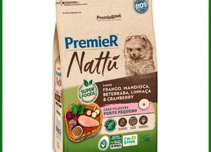 Ração Seca Premier Nattu Mandioca para Cachorros Filhotes de Porte Pequeno