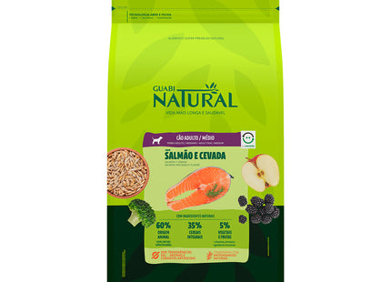 Imagem do produto Ração Seca Guabi Natural Salmão e Cereais para Cachorros Adultos de Porte Médio, tipo Ração Seca, marca Guabi Natural.