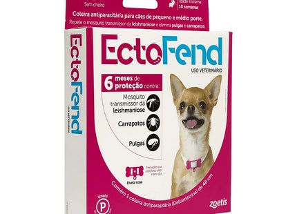 Ectofend 48 cm Rosa – Coleira Antipulgas e Carrapatos para Cães de Pequeno Porte