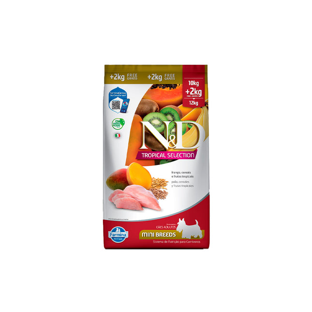 Ração N&D Tropical Selection Canine Adult Mini Frango 10+2 kg