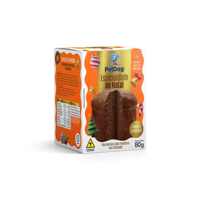 Pet Dog Bolo Natalino Panettone com Chocolate 80g