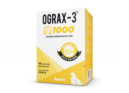Ograx‑3 1000 mg – Suplemento Ômega‑3 para Cães e Gatos – 30 Cápsulas