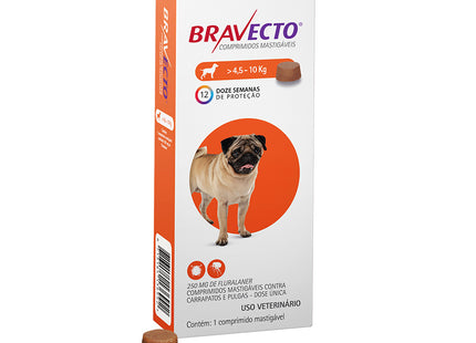 Bravecto 250 mg – Comprimido Mastigável para Cães (4,5–10 kg)