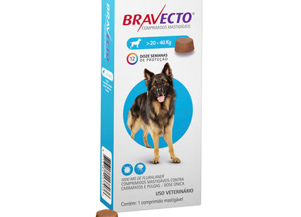 Bravecto 1000 mg – Comprimido Mastigável para Cães (20–40 kg)