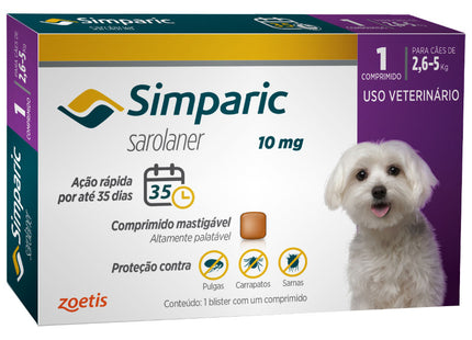 Simparic 10 mg (2,6–5 kg) – Comprimido mastigável