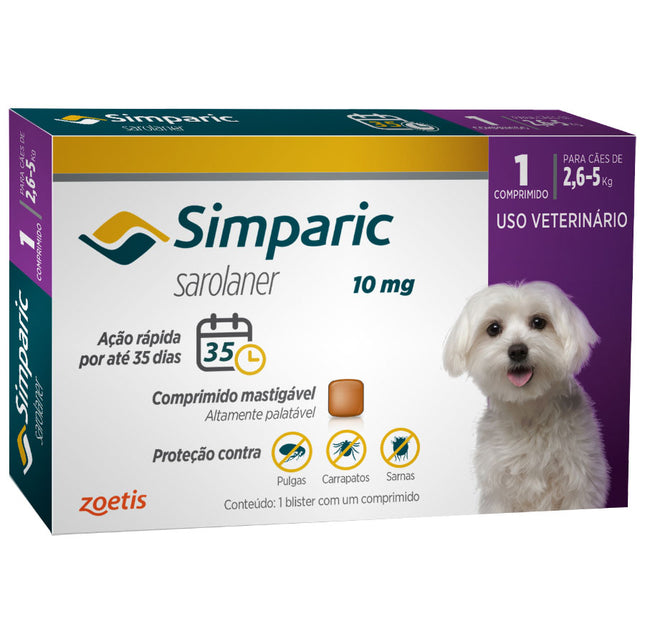 Simparic 10 mg (2,6–5 kg) – Comprimido mastigável