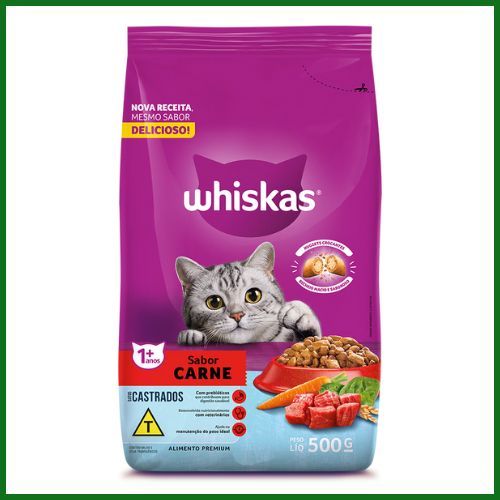 Ração Seca Whiskas Carne para Gatos Castrados