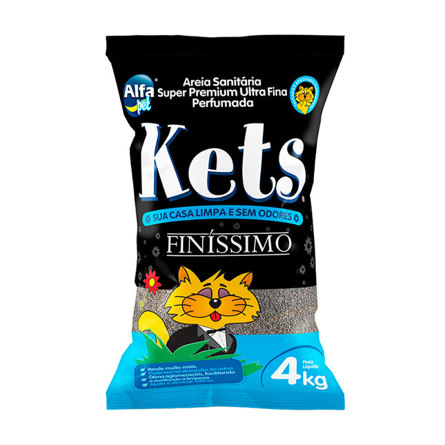 Areia Sanitária Kets Finíssimo Super Premium — Embalagens 4 kg e 8 kg