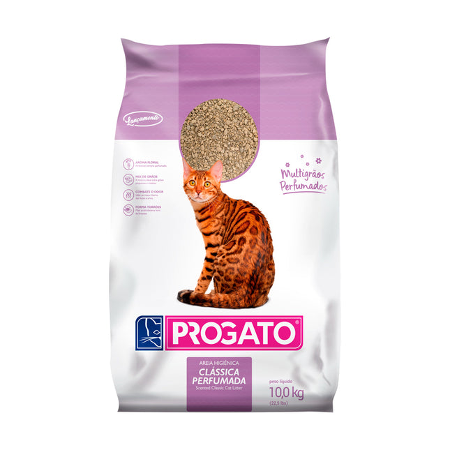 Progato Clássica Perfumada Multigrãos – Areia Higiênica para Gatos 10 kg