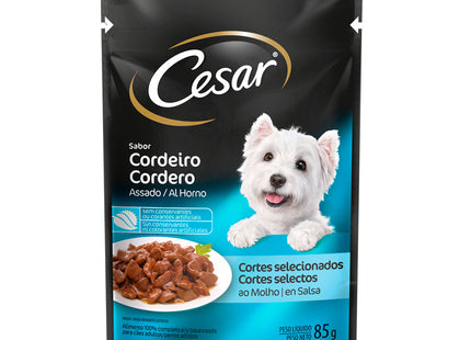Ração Úmida Cesar Cortes Selecionados Cordeiro Assado ao Molho para Cães Adultos