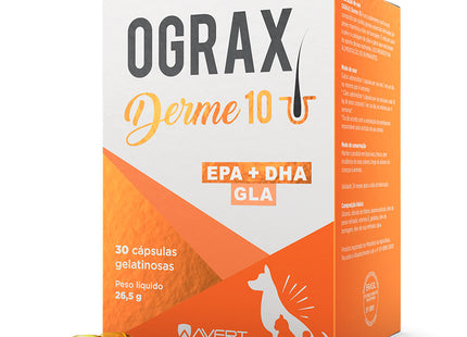 Ograx Derme 10 – Suplemento para Pele e Pelagem de Cães e Gatos – 30 Cápsulas