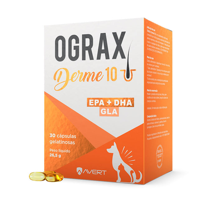 Ograx Derme 10 – Suplemento para Pele e Pelagem de Cães e Gatos – 30 Cápsulas