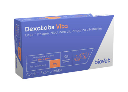 Dexatabs Vita 1 mg 12 comprimidos – Anti‑inflamatório para Cães e Gatos