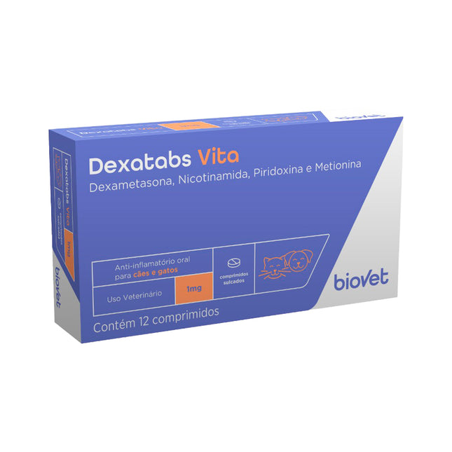 Dexatabs Vita 1 mg 12 comprimidos – Anti‑inflamatório para Cães e Gatos