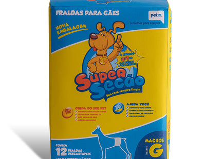 Fralda Descartável Super Secão para Cães Machos – 12 Unidades