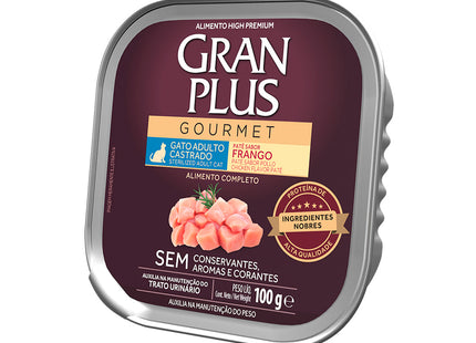 Ração Úmida GranPlus Gourmet Patê Gatos Castrados Sabor Frango 100 g
