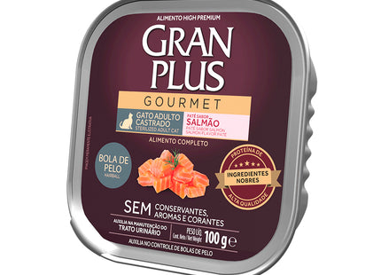 Ração Úmida GranPlus Gourmet Patê Gatos Castrados Sabor Salmão 100 g