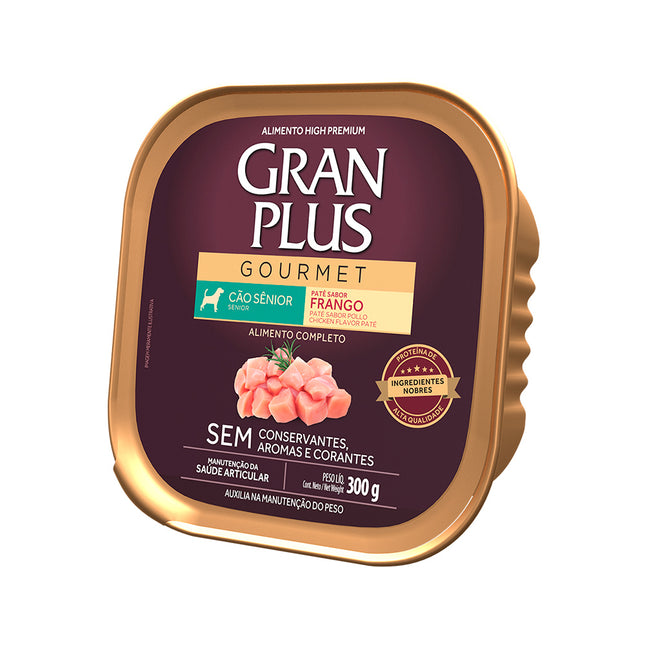 Ração úmida GranPlus Gourmet Patê Cães Sênior Sabor Frango – 300 g