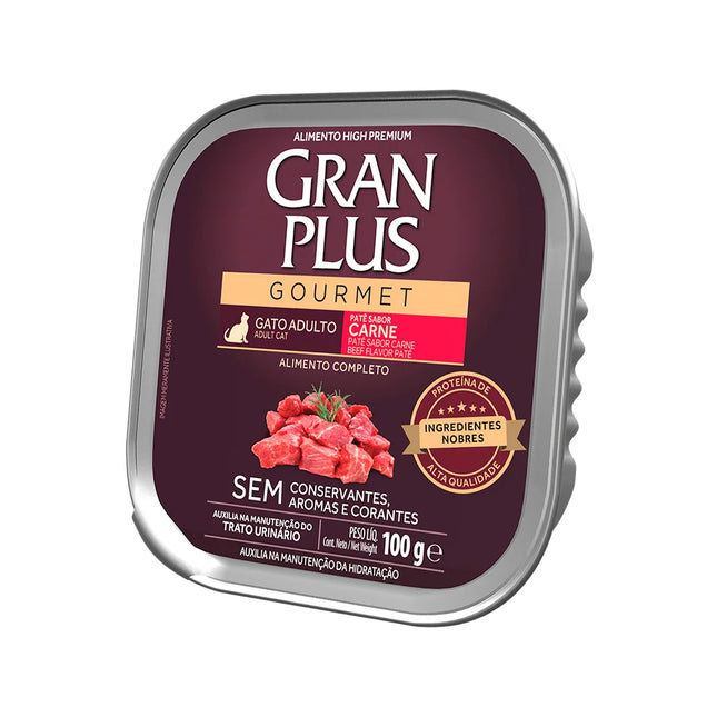 Ração Úmida GranPlus Gourmet Patê Gatos Adultos Sabor Carne 100 g