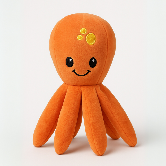 Brinquedo Pelúcia Polvo Laranja – Savana Pet 16 cm com Apito