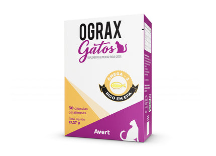 Ograx Gatos – Suplemento Alimentar Ômega‑3 para Gatos – 30 Cápsulas