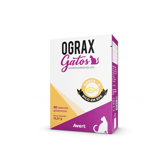Ograx Gatos – Suplemento Alimentar Ômega‑3 para Gatos – 30 Cápsulas