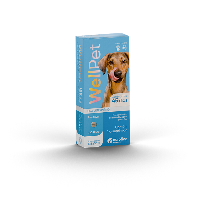 Wellpet 100 mg – Antipulgas e Carrapatos para Cães de 4,6 a 10 kg