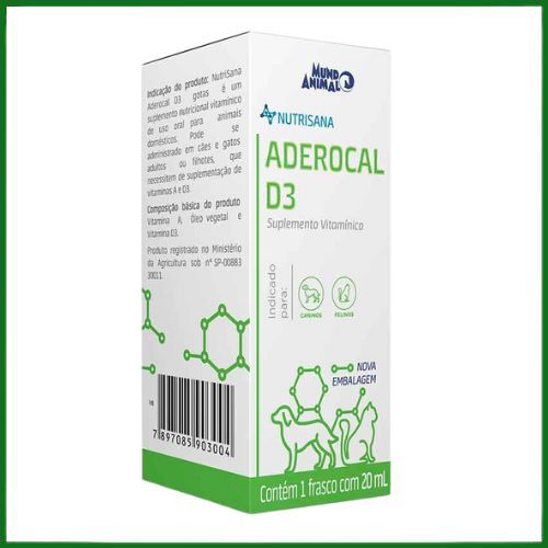Suplemento Vitamínico Inove Aderocal D3 20ml para Cães e Gatos
