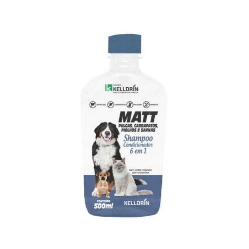 Shampoo Dermatológico Kelldrin Matt Pulgas 500ml para Cachorros