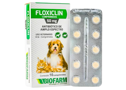 Floxiclin 50 mg – Antibiótico para Cães e Gatos (10 comprimidos)