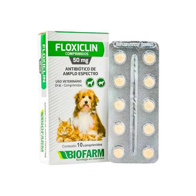 Floxiclin 50 mg – Antibiótico para Cães e Gatos (10 comprimidos)