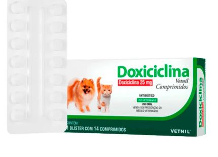Antibiótico Vetnil Doxiciclina 25mg para Cães e Gatos