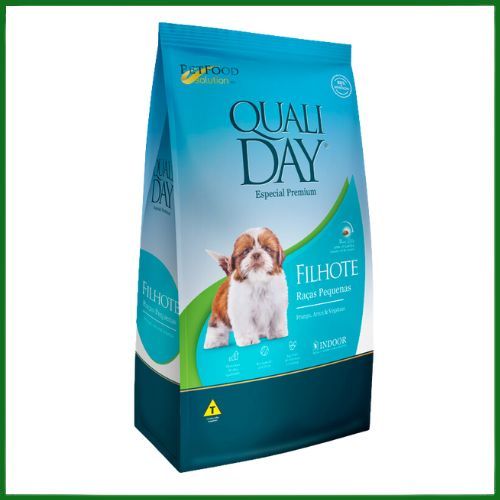 Ração Seca Qualiday Mini Bits Vegetais para Cachorros Filhotes de Porte Pequeno