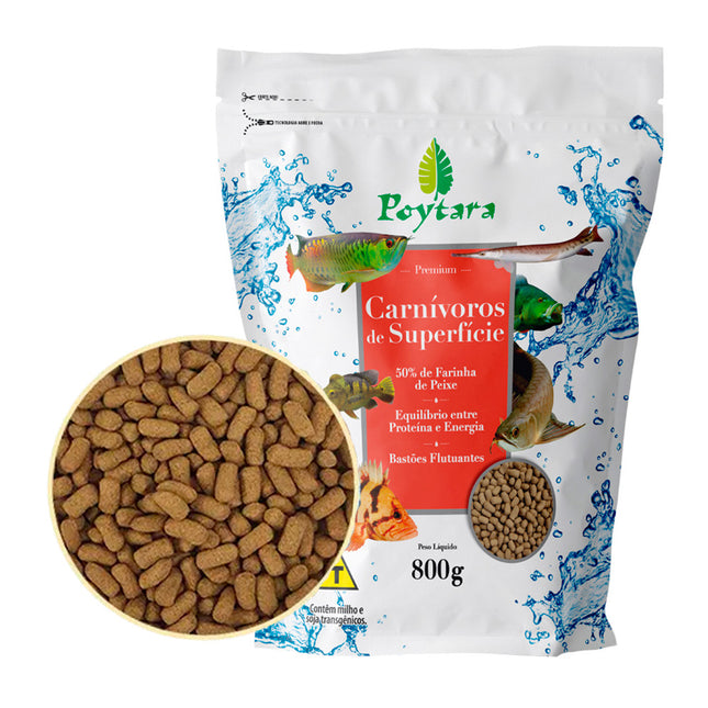 Ração Seca Poytara Carnívoros de Superfície para Peixes