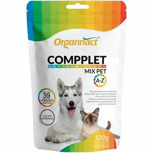Suplemento Alimentar Organnact Compplet Mix Pet A-Z para Cachorros e Gatos