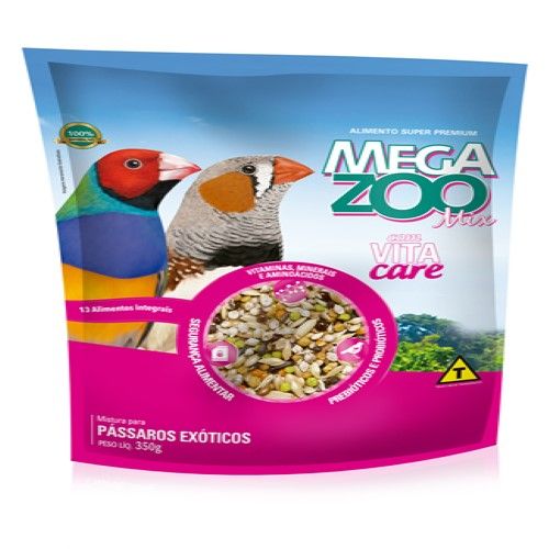 Ração Seca Mega Zoo Mix para Pássaros Exóticos