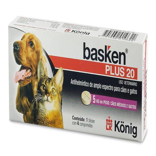 Vermífugo Basken Plus 20mg para Cães