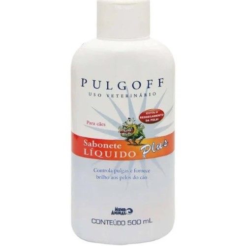 Shampoo Dermatológico Pulgoff Sabonete Líquido Plus 500ml para Cães e Gatos