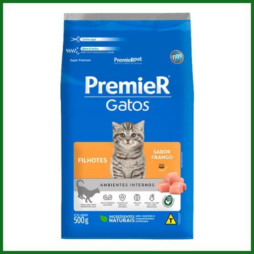 Ração Seca Premier Ambientes Internos Frango para Gatos Filhotes