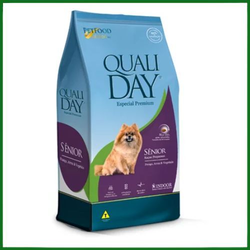 Ração Seca Qualiday Mini Bits Vegetais para Cachorros Sênior de Porte Pequeno