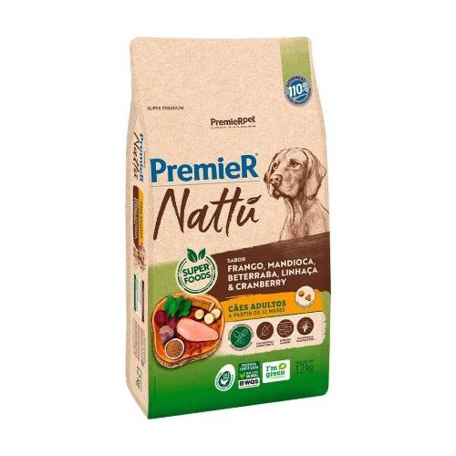 Ração Seca Premier Nattu Mandioca para Cachorros Adultos