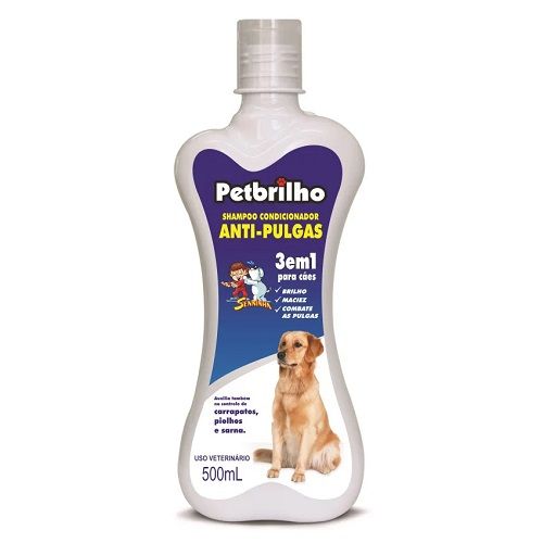 Shampoo Dermatológico Petbrilho Anti-Pulgas 3em1 500ml para Cachorros
