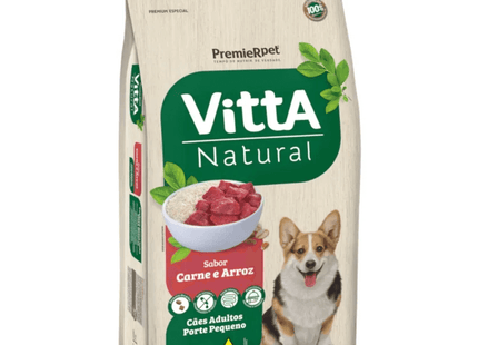 Ração Seca Vitta Natural Carne & Arroz para Cães Adultos Porte Pequeno