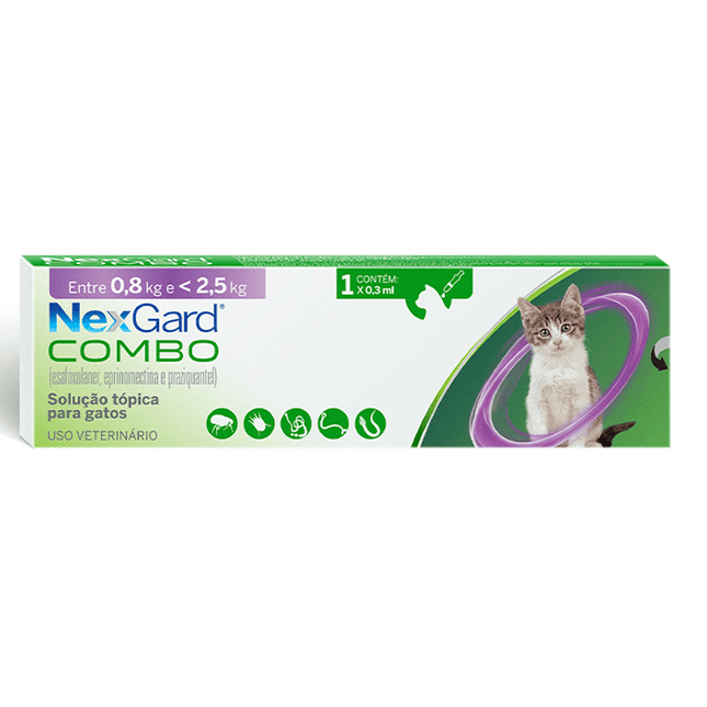 NexGard Combo Gatos – solução tópica para diversas faixas de peso (0,4 ml / 0,9 ml / 1,5 ml)