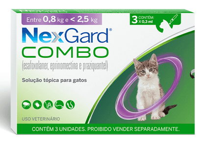 NexGard Combo Gatos – solução tópica para diversas faixas de peso (0,4 ml / 0,9 ml / 1,5 ml)