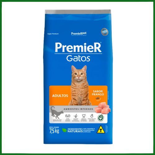 Ração Seca Premier Ambiente Interno Frango para Gatos Adultos