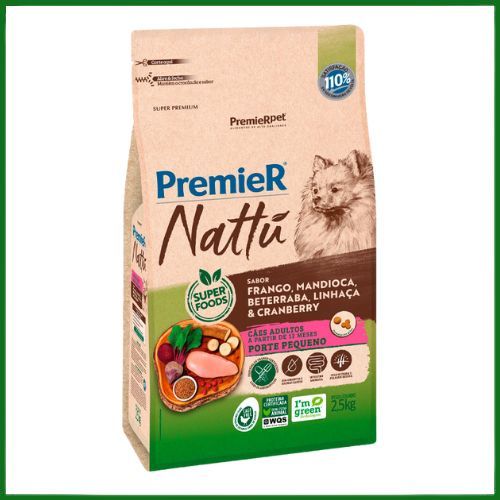 Ração Seca Premier Nattu Mandioca para Cachorros Adultos de Porte Pequeno