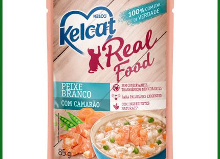 Ração Úmida Kelcat Real Food Peixe Branco com Camarão para Gatos